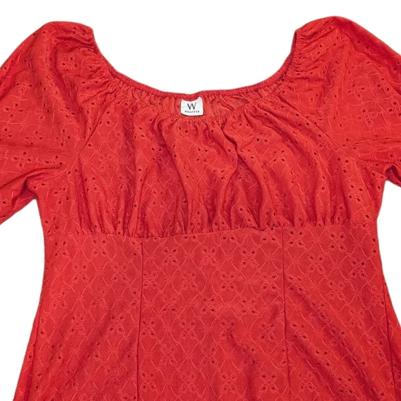🌞 3/$15 - Wrapper Eyelet Milkmaid Puff Sleeve Blouse - Picture 2 of 6